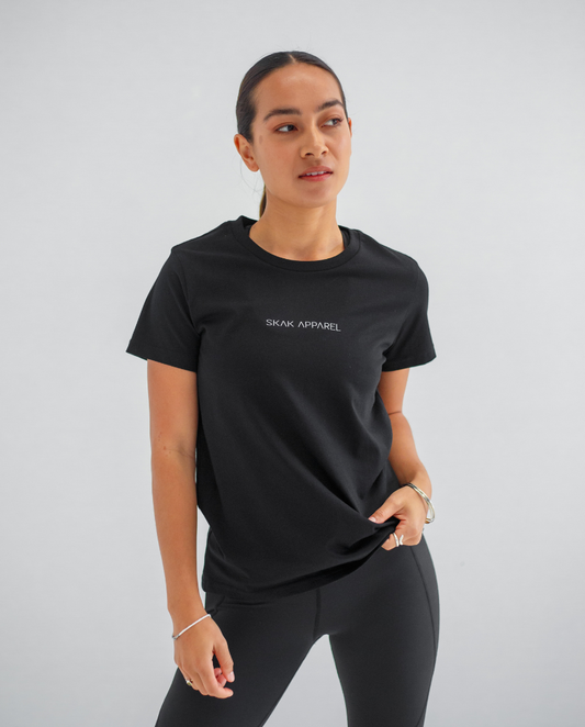 Elevate your casual look with our fashionable Ladies Classic Tee in Black, perfect for everyday wear