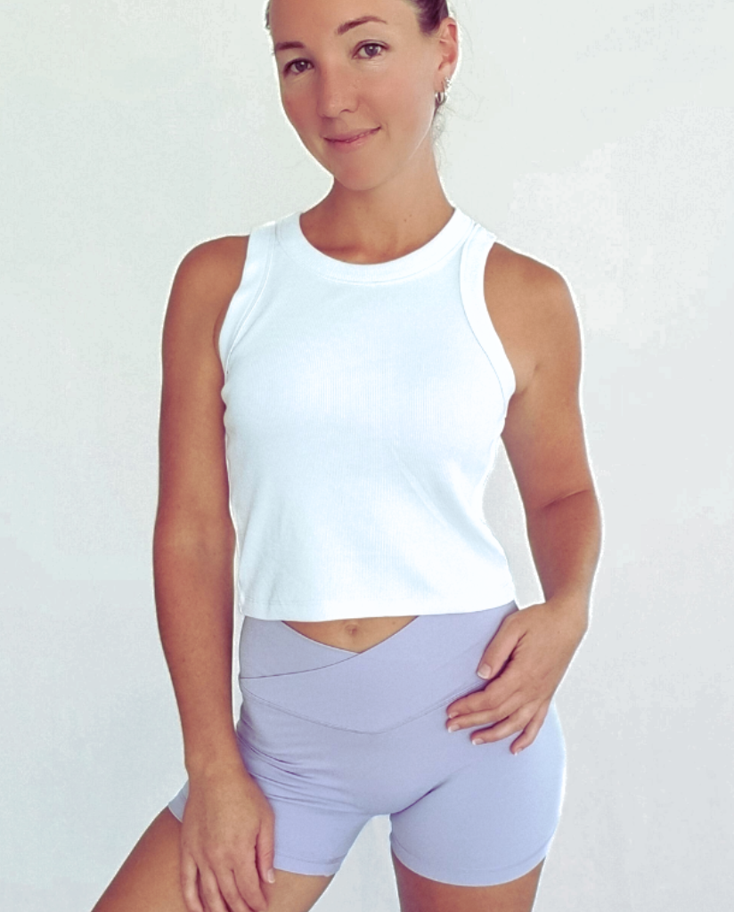 Ribbed Crop Tank White