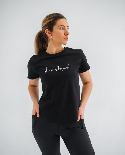 Upgrade your basics with our trendy Ladies Signature Tee in Black, a versatile piece for any occasion